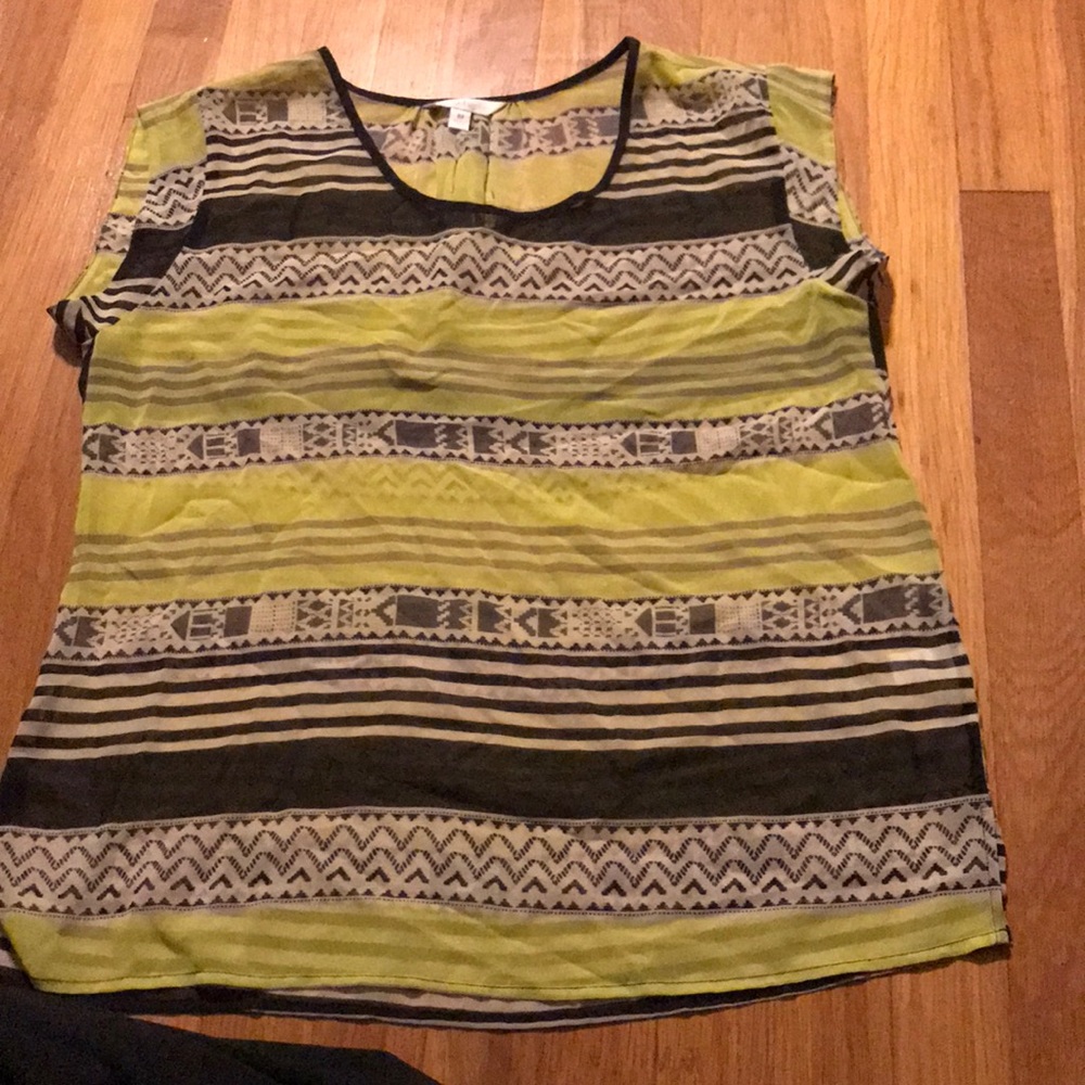 charming charlie yellow and black sheer shirt